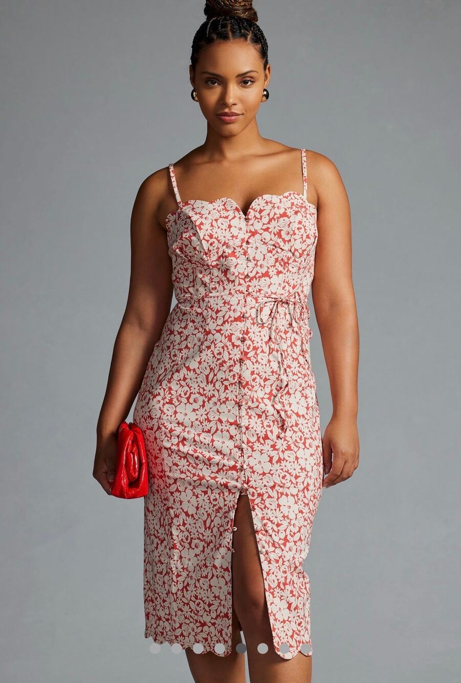 Anthropologie Slim Scalloped Front-Slit Corset Dress NWT 20W